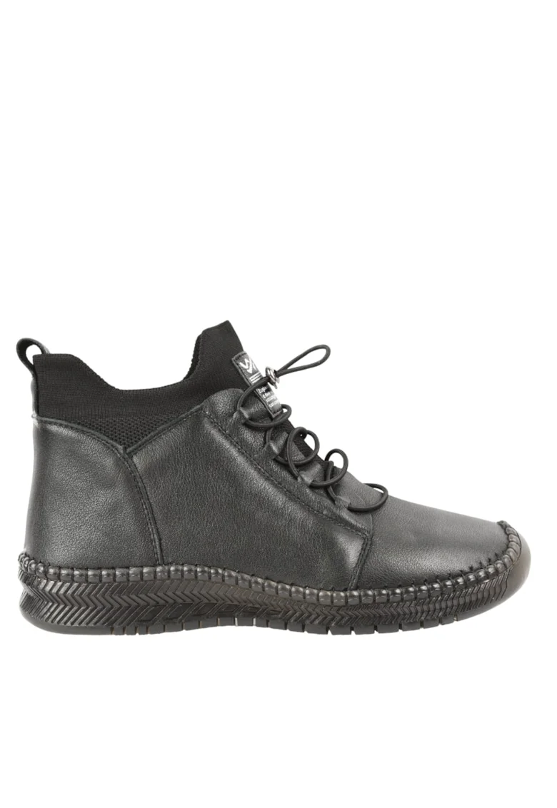 Ghete casual, dama,  2061 negru, piele naturala, Negru