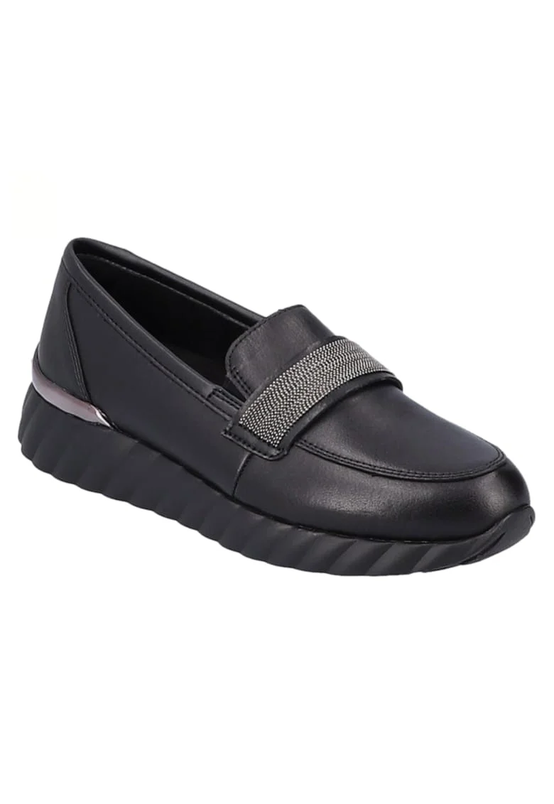 Pantofi casual, dama,  SOFT, D5910-01 negru, piele naturala, Negru