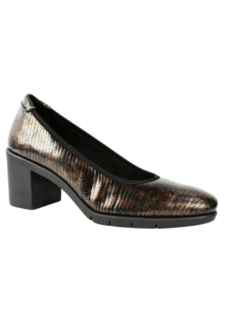 Pantofi casual, dama,  ST1194 bronz, piele naturala, cu toc, Bronz