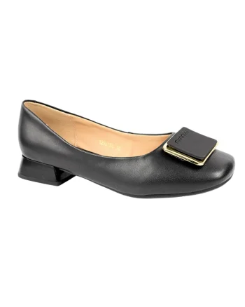 Pantofi casual, dama,  1236188 negru, piele naturala, cu toc, Negru