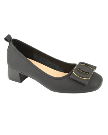 Pantofi casual, dama,  TP5008 negru, piele naturala, cu toc, Negru