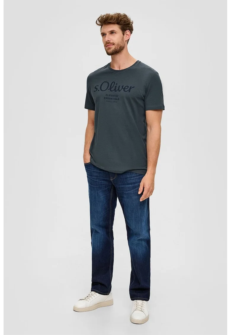 Tricou de bumbac cu imprimeu logo, Gri antracit