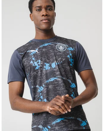 Tricou cu decolteu la baza gatului si imprimeu, Gri carbune/Albastru royal