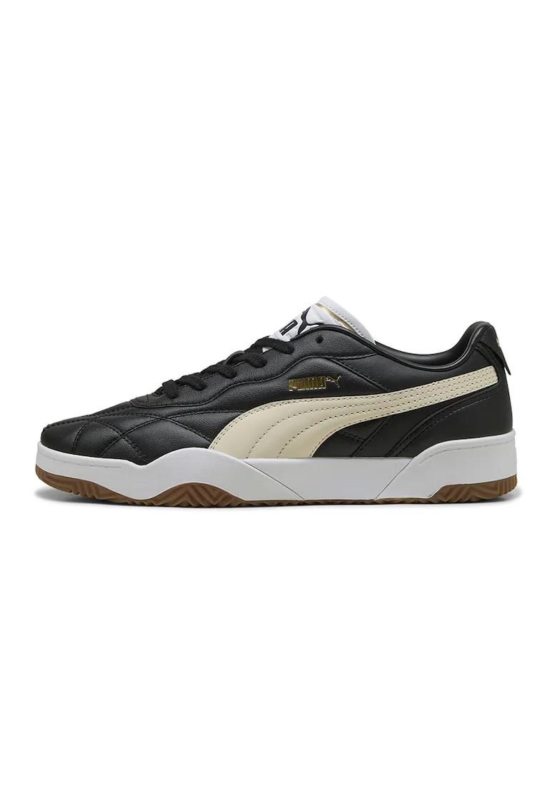 Pantofi sport low-cut de piele cu logo, Negru/Bej deschis