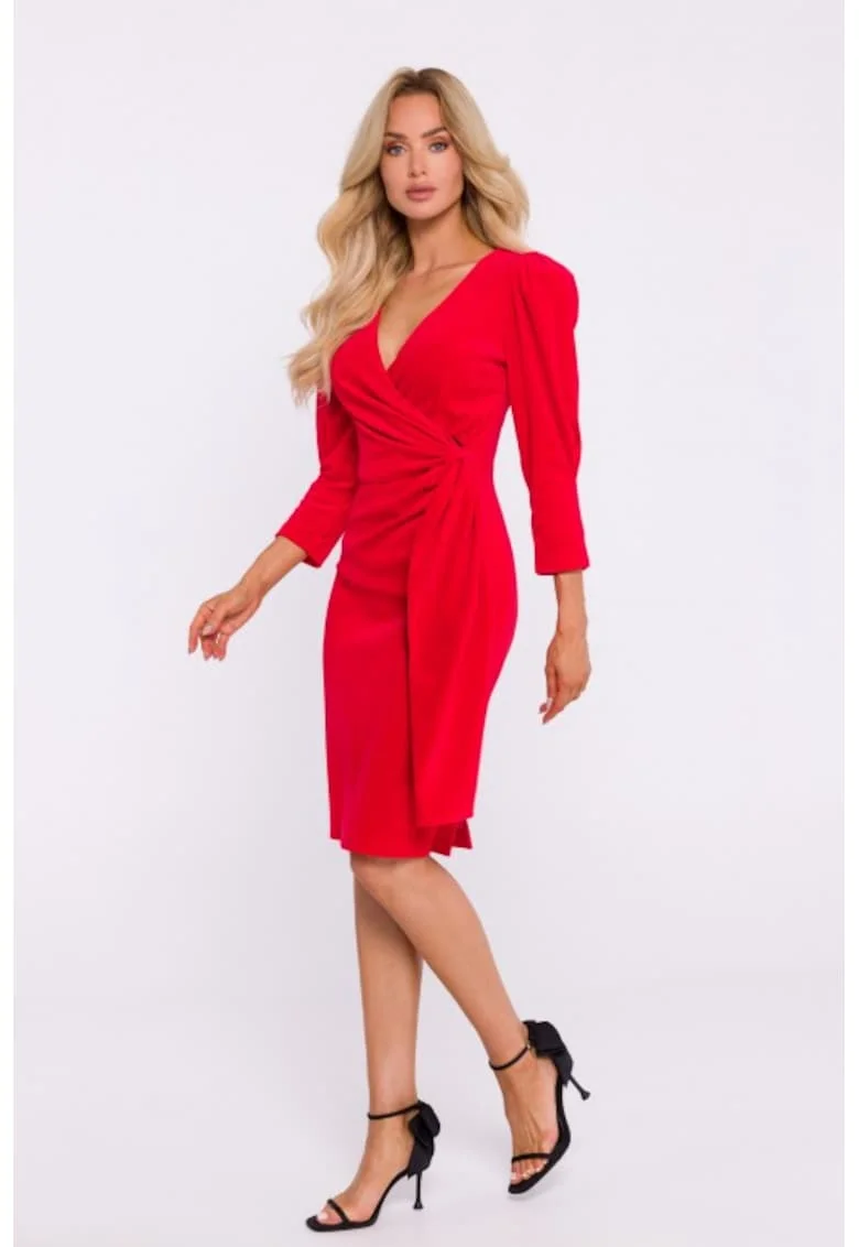 Rochie de seara din velur cu panglica,, Rosu