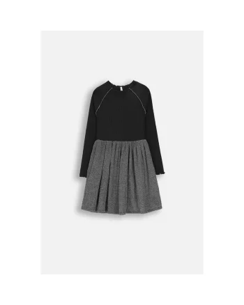 Rochie combi evazata cu maneci raglan, Negru, Gri