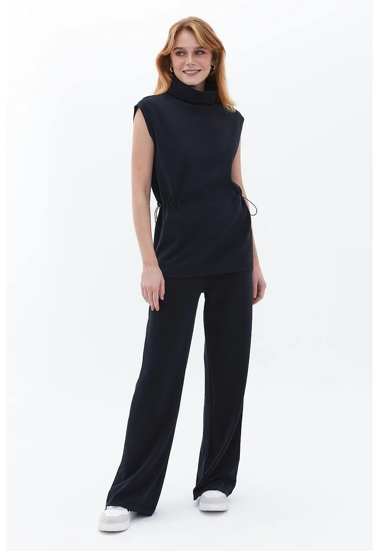 Pantaloni din amestec de modal cu buzunare laterale, Negru