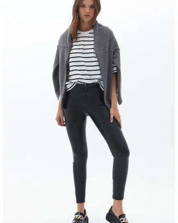 Colanti crop cu talie inalta, Negru
