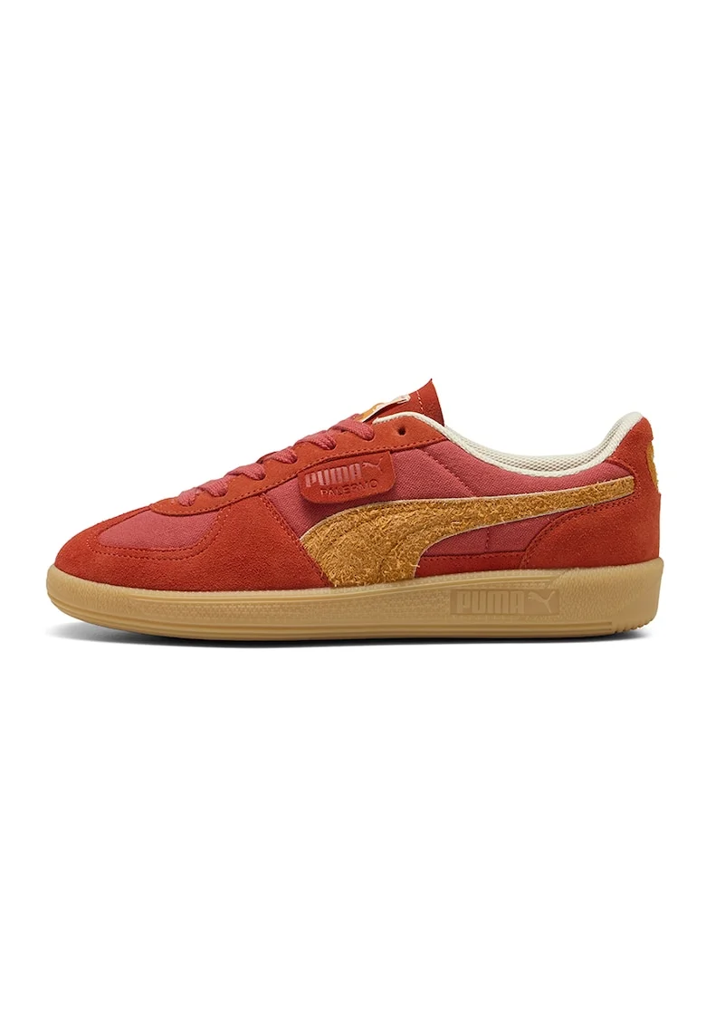 Pantofi sport low-cut cu garnituri de piele intoarsa, Portocaliu/Rosu vermillion