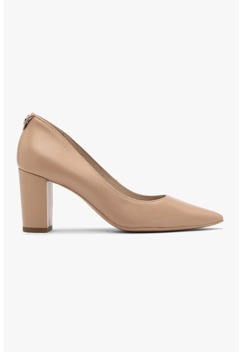 Pantofi de piele intoarsa cu toc, Bej
