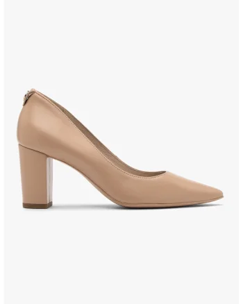 Pantofi de piele intoarsa cu toc, Bej