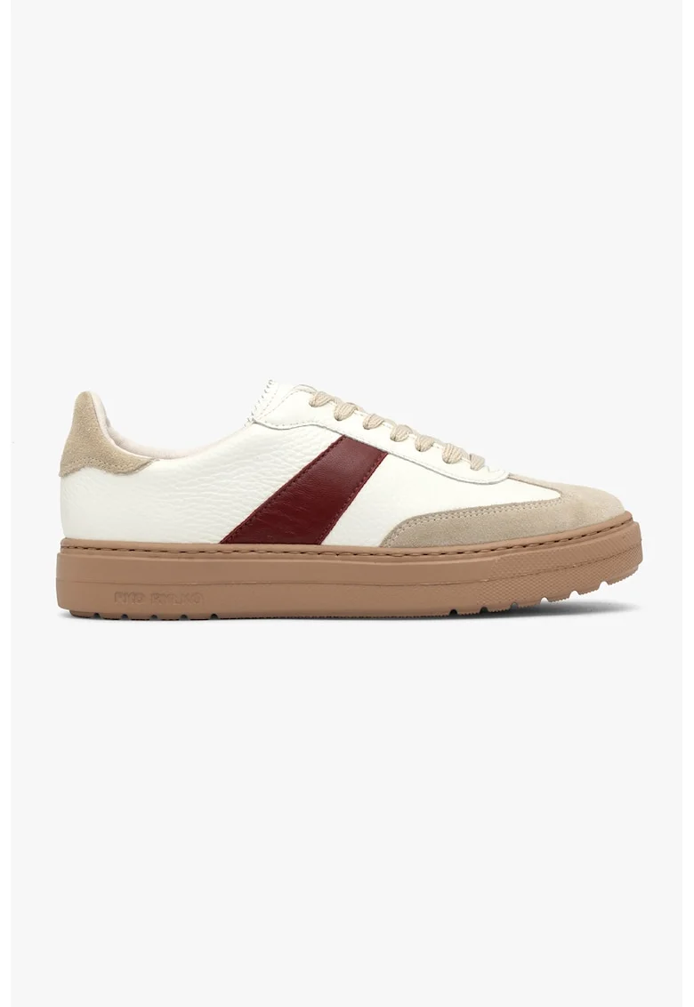 Pantofi sport de piele intoarsa cu garnituri de piele Nora, Bej/Crem
