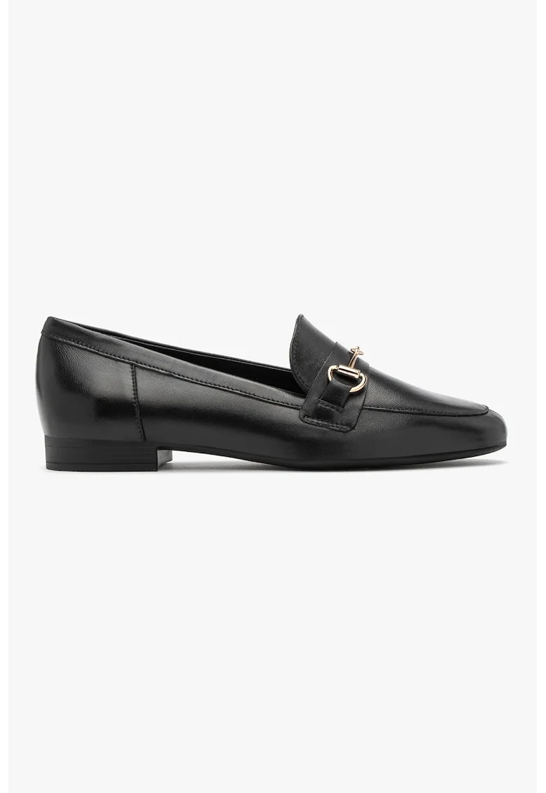 Pantofi loafer de piele cu detalii metalice, Negru