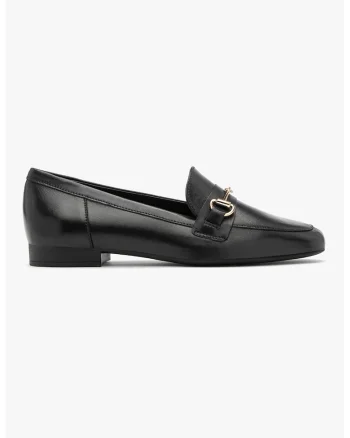 Pantofi loafer de piele cu detalii metalice, Negru