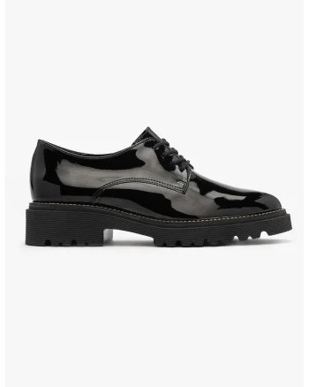 Pantofi de piele lacuita ecologica, Negru