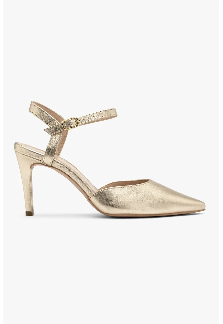 Pantofi de piele cu varf ascutit Phoebe, Auriu