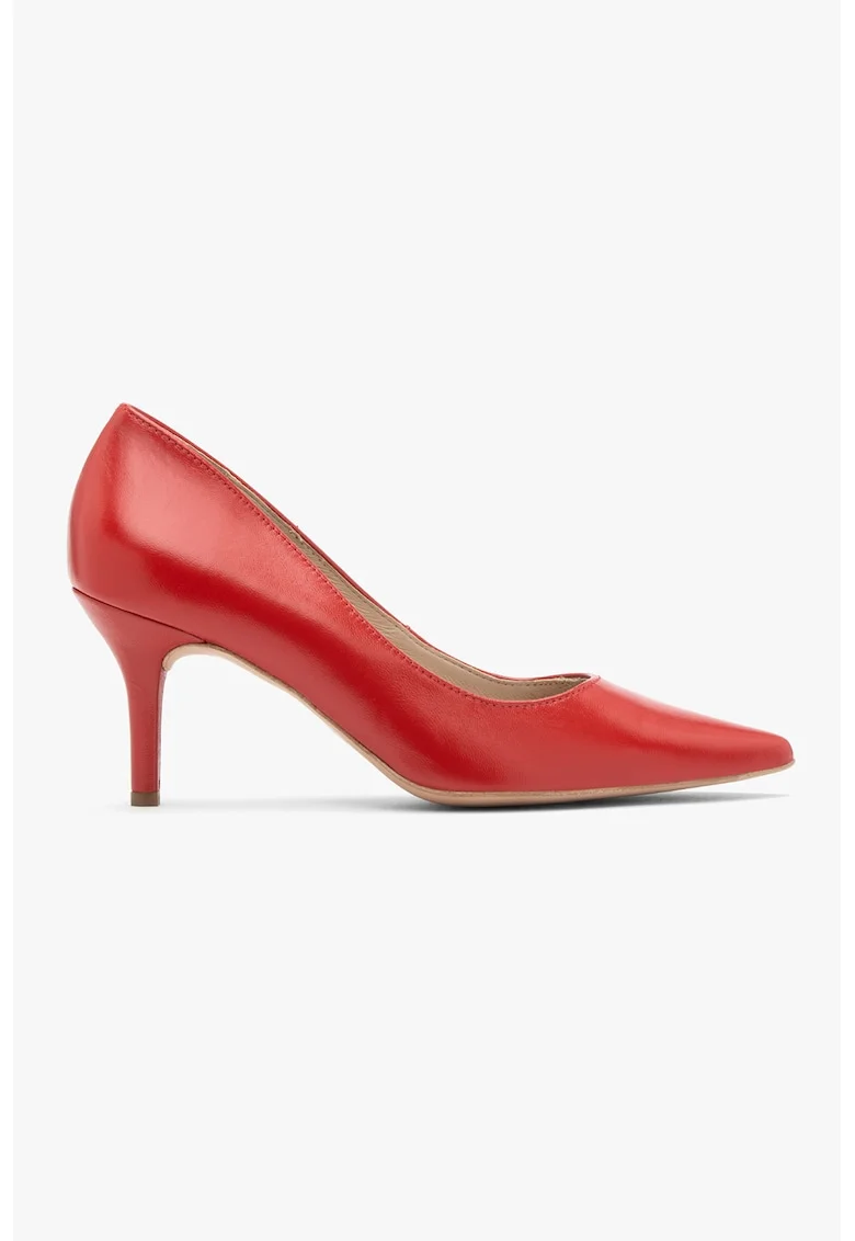 Pantofi de piele cu varf ascutit Ophelia, Rosu