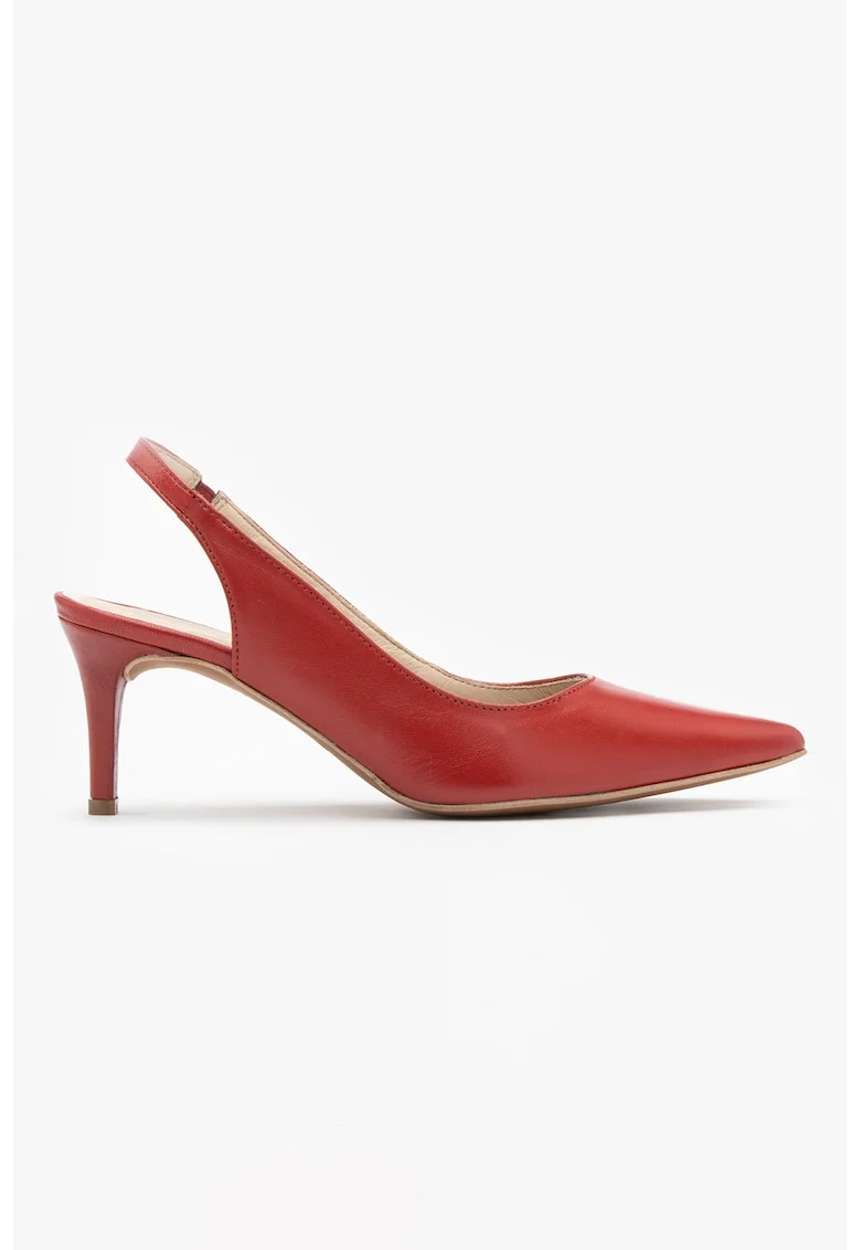Pantofi slingback cu varf ascutit, Rosu
