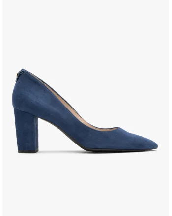Pantofi de piele intoarsa cu toc, Albastru