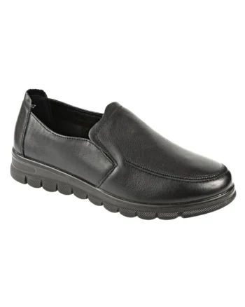 Pantofi casual, femei,  21073-01 negru, piele naturala, Negru