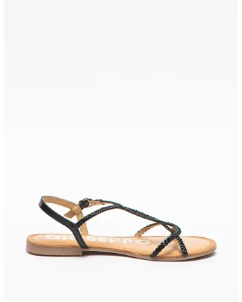 Sandale de piele cu barete incrucisate Ossian, Negru