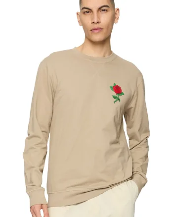 Bluza de trening cu trandafir decorativ, Maro nisip