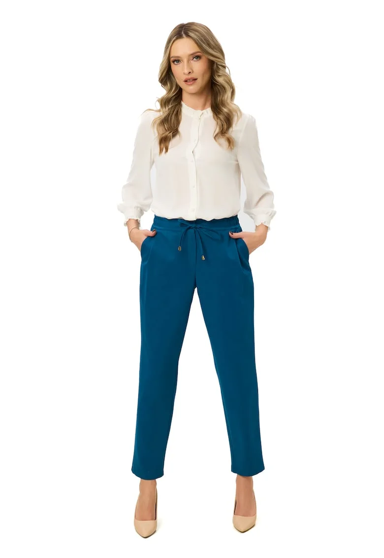 Pantaloni cu snur de ajustare Ines, Albastru royal