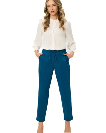 Pantaloni cu snur de ajustare Ines, Albastru royal