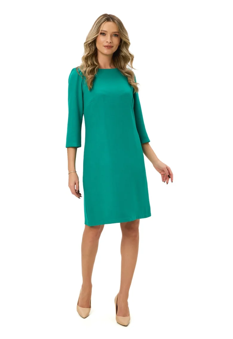 Rochie midi dreapta, Verde aquamarin
