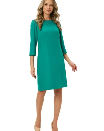 Rochie midi dreapta, Verde aquamarin