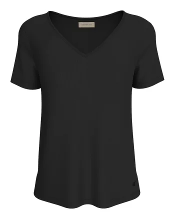 Tricou din lyocell cu decolteu in V, Negru