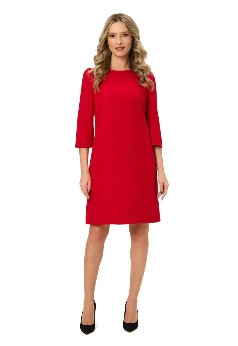 Rochie midi dreapta, Rosu