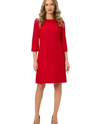 Rochie midi dreapta, Rosu