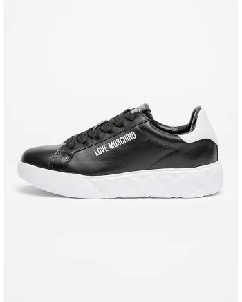 Pantofi sport de piele cu logo, Alb/Negru