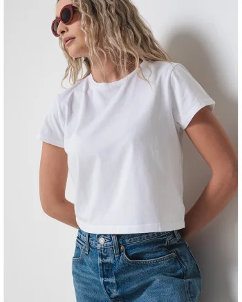 Tricou uni cu decolteu la baza gatului, Alb murdar