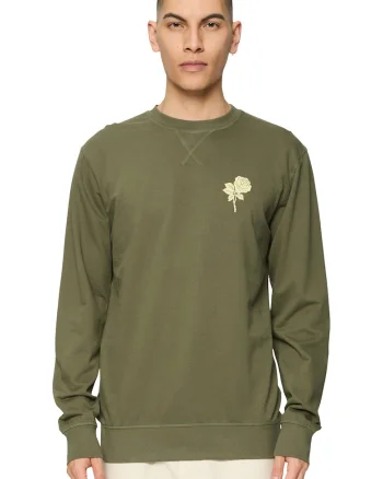 Bluza de trening din amestec de bumbac cu decolteu la baza gatului, Verde masliniu