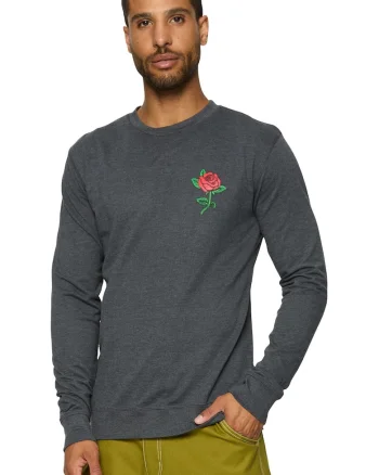 Bluza de trening cu trandafir decorativ, Gri carbune