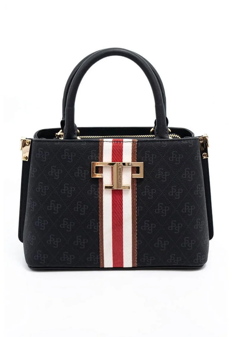Geanta tote cu model, Rosu/Alb/Bleumarin
