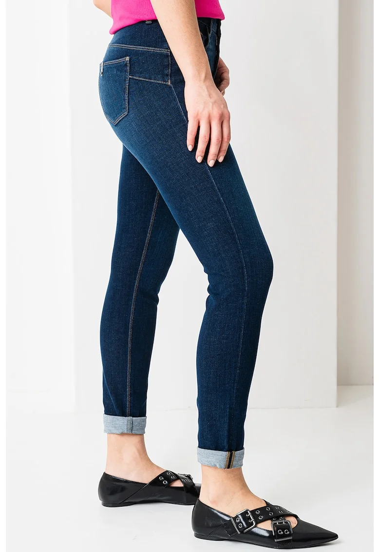 Blugi skinny cu talie medie, Bleumarin