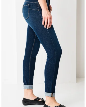 Blugi skinny cu talie medie, Bleumarin
