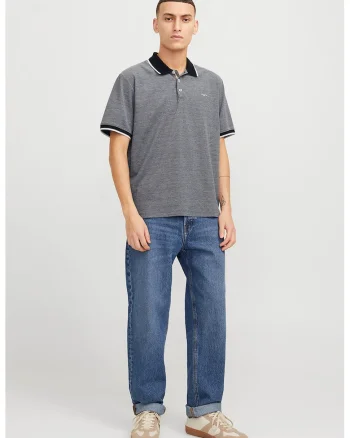 Tricou polo cu garnituri contrastante, Gri melange