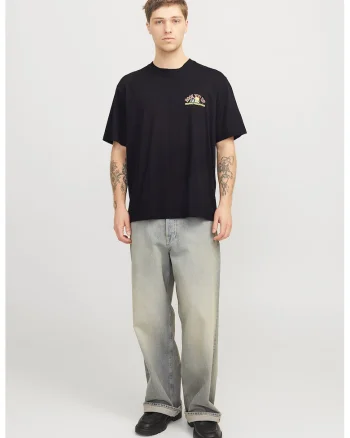 Tricou cu imprimeu text, Negru/Portocaliu