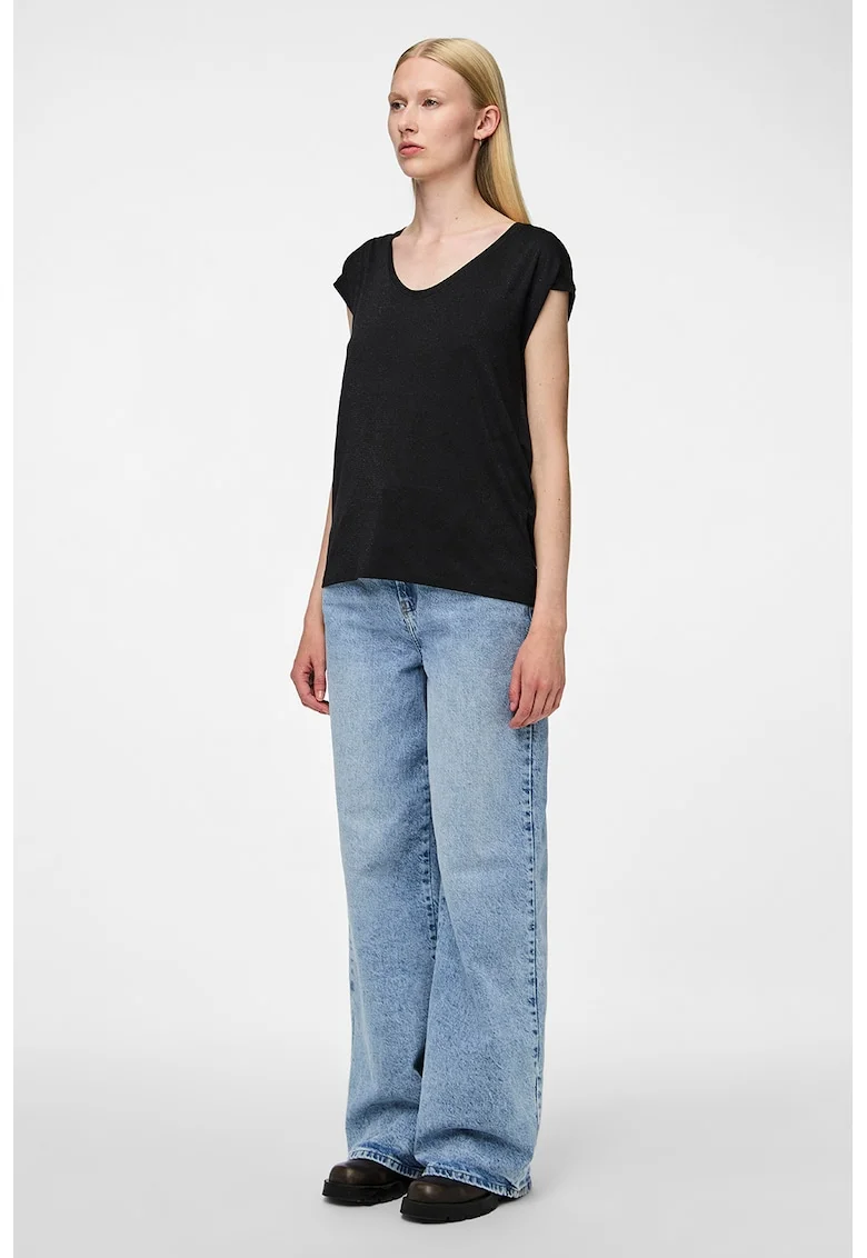Tricou lejer cu insertii stralucitoare Billo, Negru