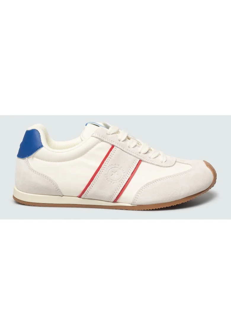 Pantofi sport din material textil cu insertii din piele intoarsa,