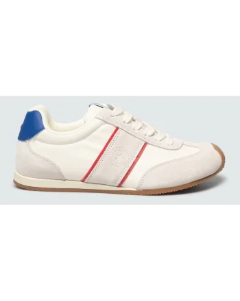 Pantofi sport din material textil cu insertii din piele intoarsa,