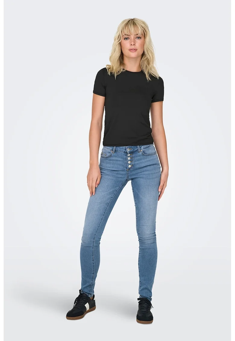 Tricou uni cu decolteu la baza gatului, Negru