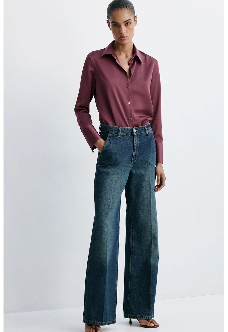 Camasa regular fit din satin, Rosu prafuit