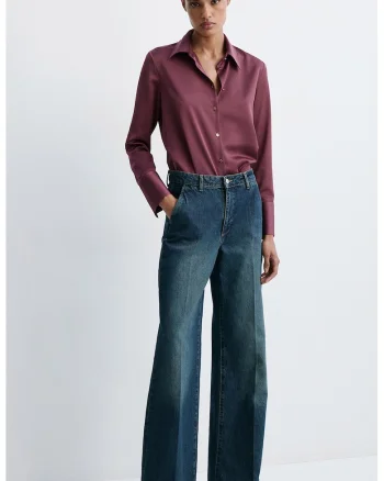 Camasa regular fit din satin, Rosu prafuit