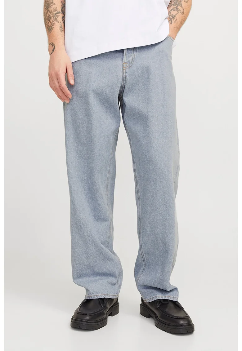 Blugi baggy cu talie joasa, Albastru deschis