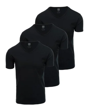 Set de tricouri uni de bumbac - 3 piese, Negru